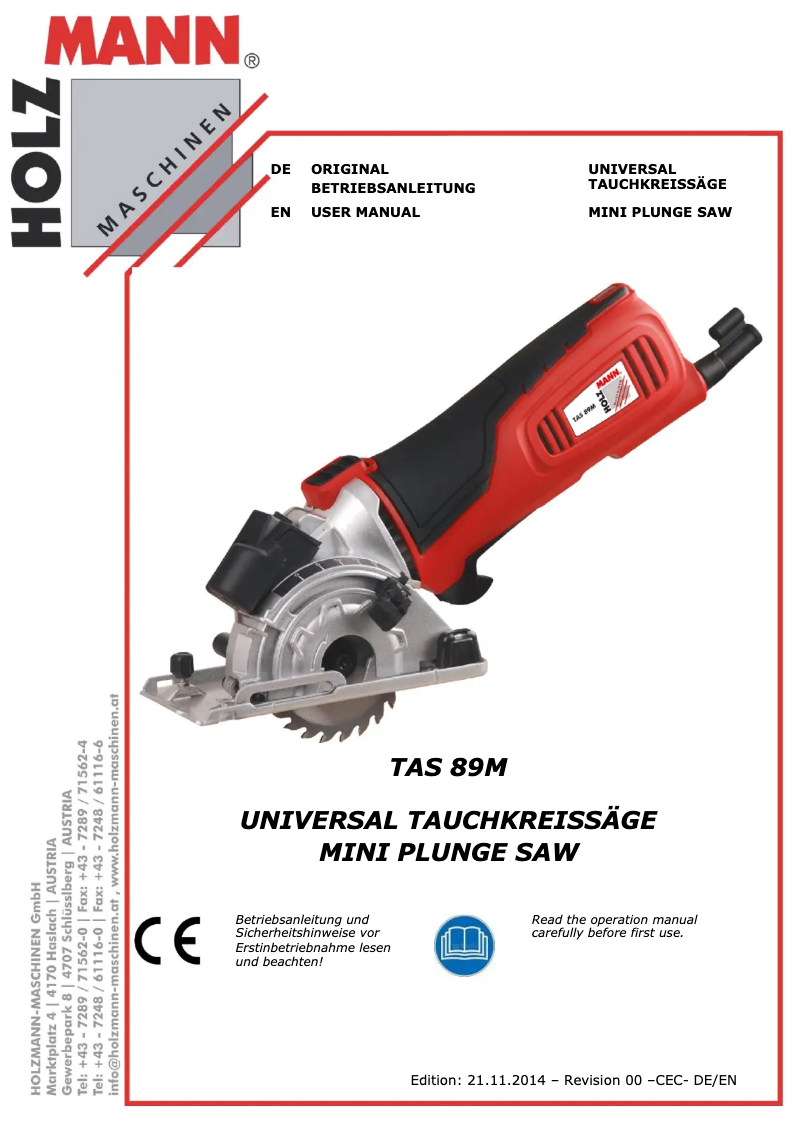 Page n°1 - Manuel utilisateur Holzmann TAS 89M