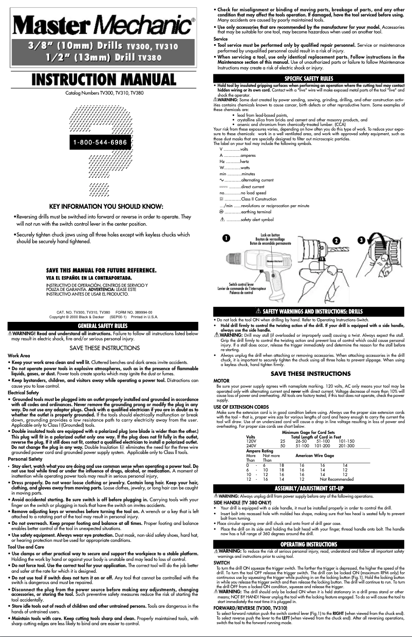 Page 1 de la notice Manuel utilisateur Black & Decker TV380