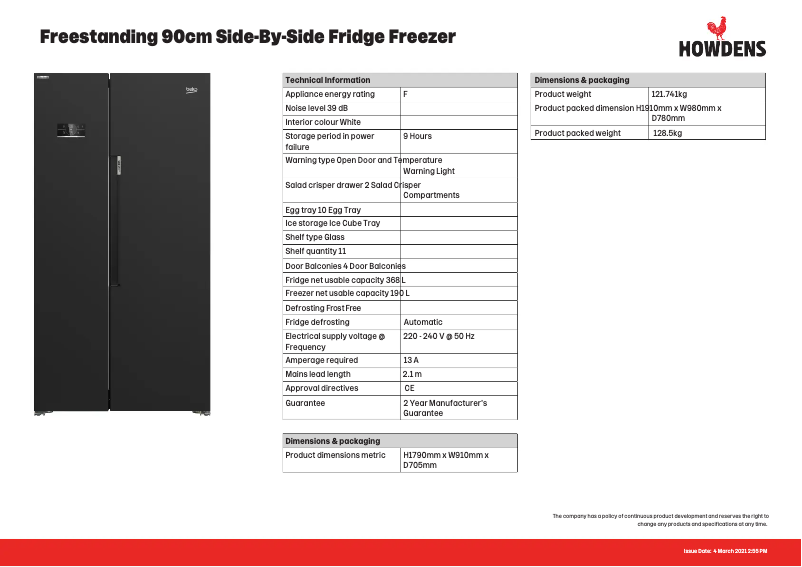 Page n°1 - Fiche technique Beko FBQ6100