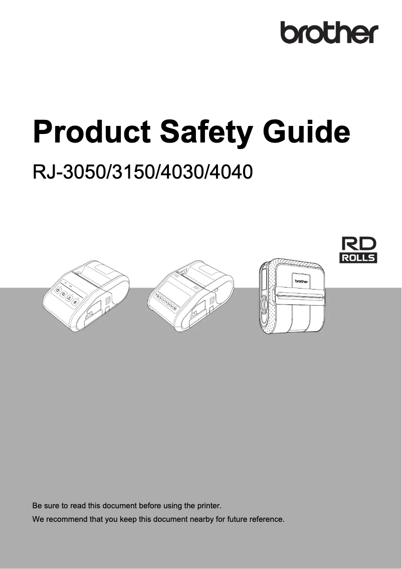Image de la première page du manuel de l'appareil RJ-3150