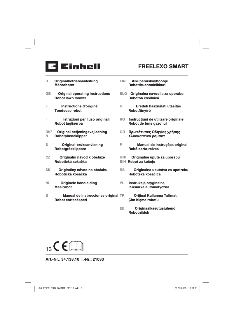 Page n°1 - Manuel utilisateur Einhell Freelexo SMART 750 LCD+