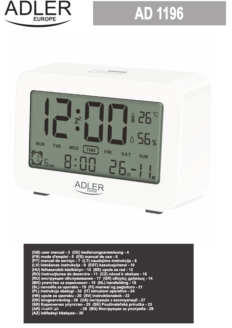 Page n°1 - Manuel utilisateur Adler AD 1196