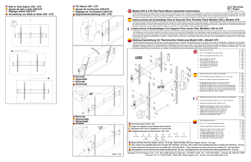 Image de la première page du manuel de l'appareil U70