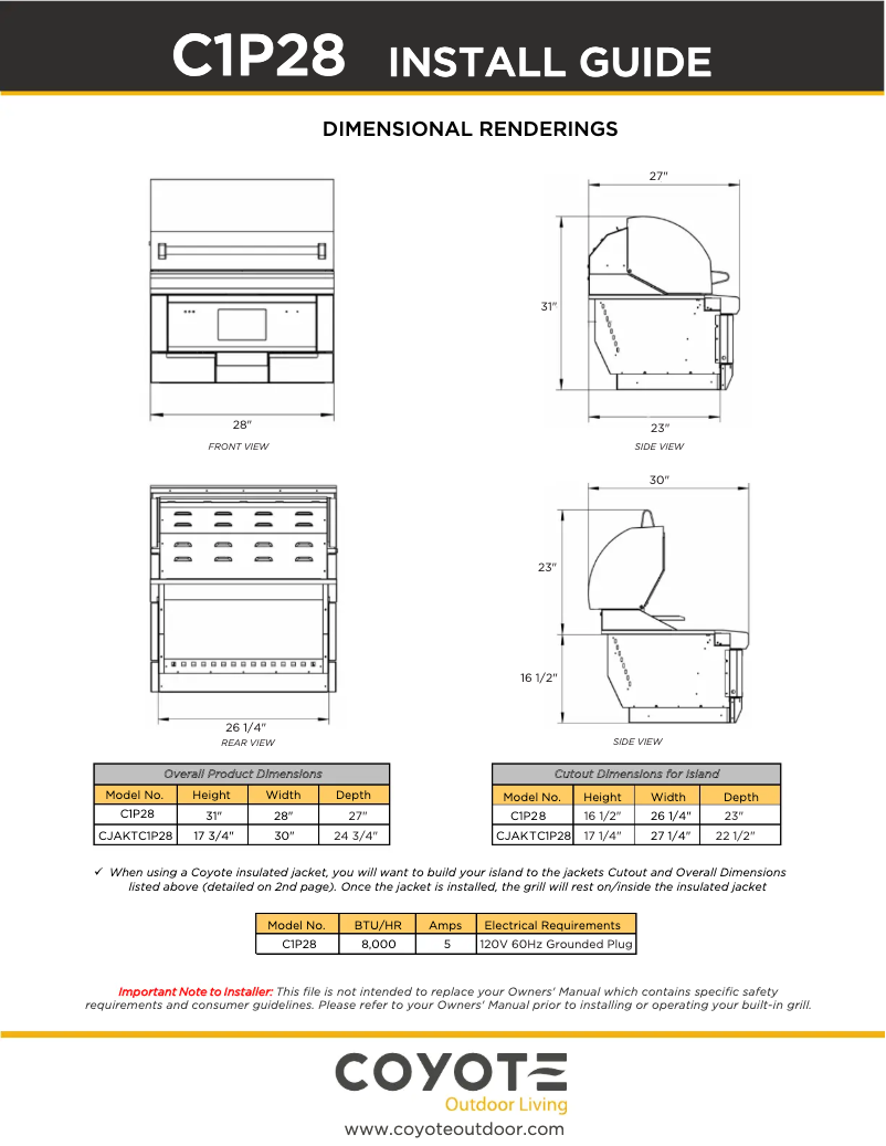 Page 1 de la notice Guide d'installation Coyote C1P28-FS