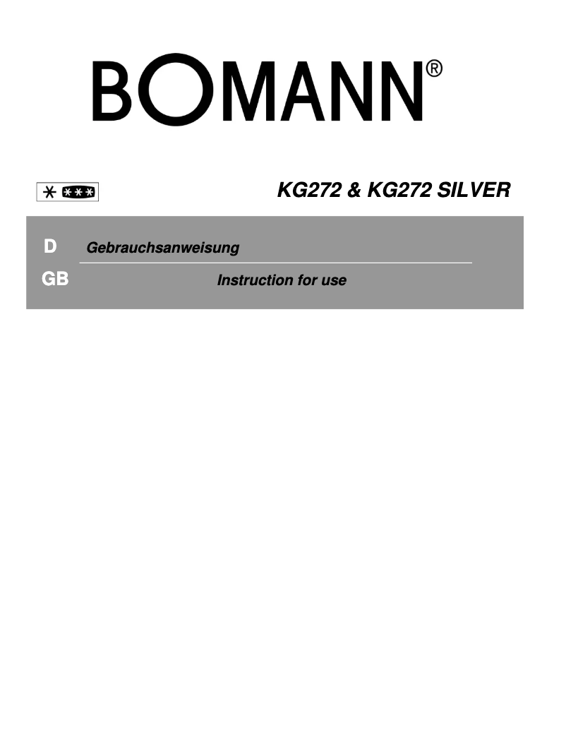 Page 1 de la notice Manuel utilisateur Bomann KG 272