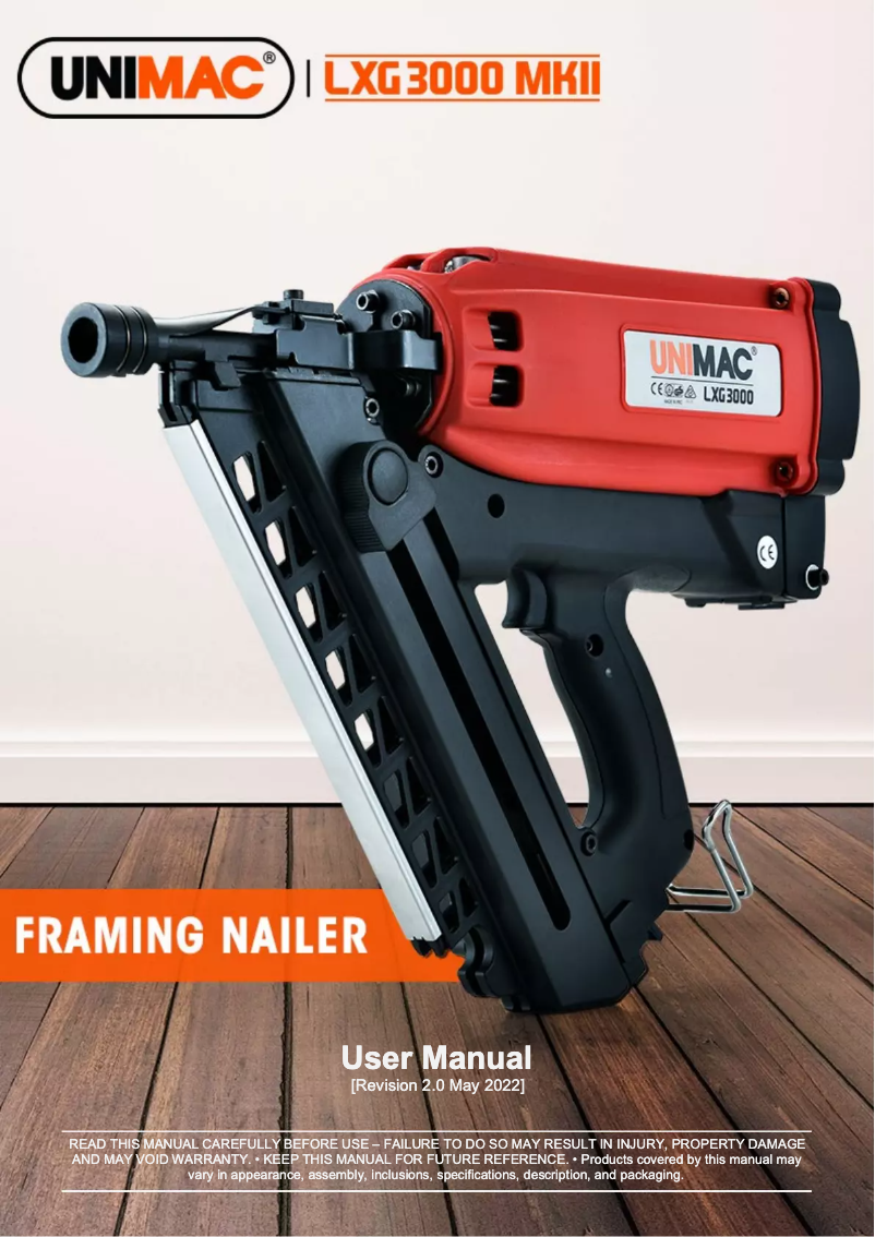 Page 1 de la notice Manuel utilisateur Unimac LXG3000 MKII