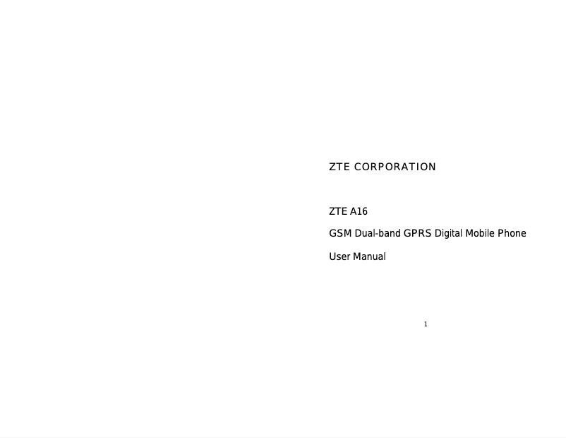 Page 1 de la notice Manuel utilisateur ZTE A16