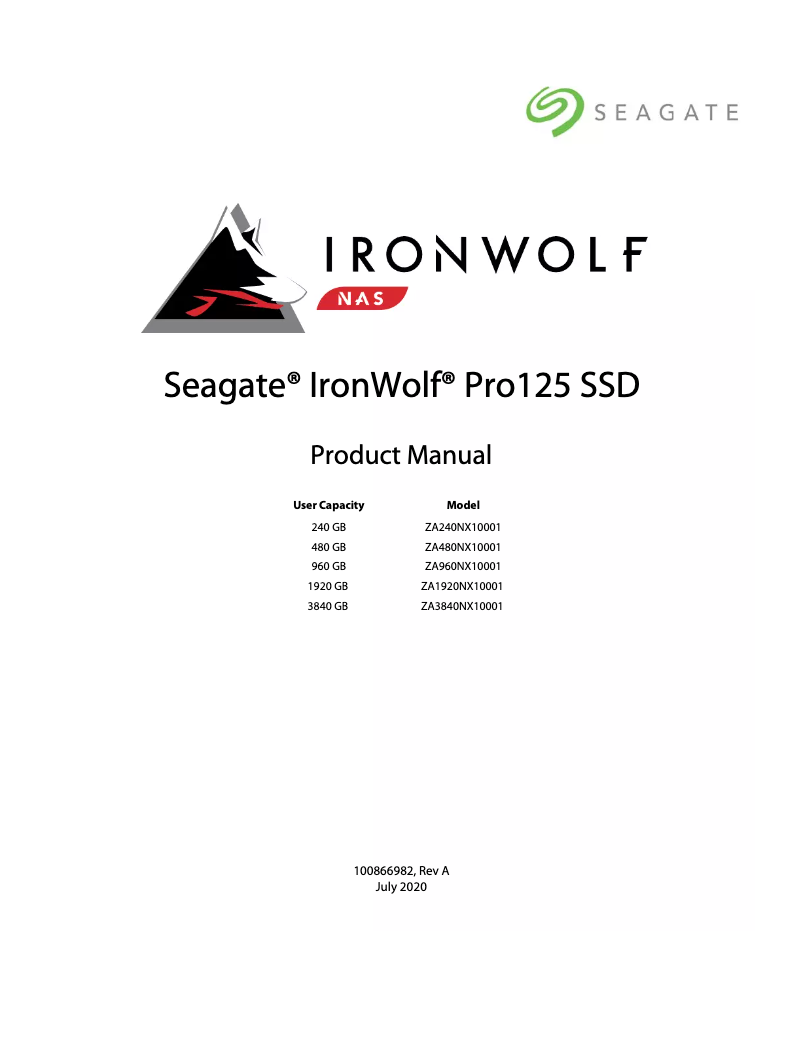 Page n°1 - Manuel utilisateur Seagate IronWolf Pro 125