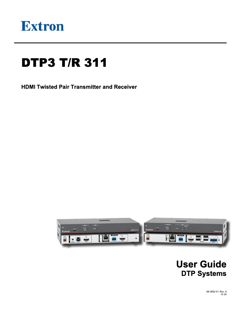 Page 1 de la notice Manuel utilisateur Extron DTP3 T 311