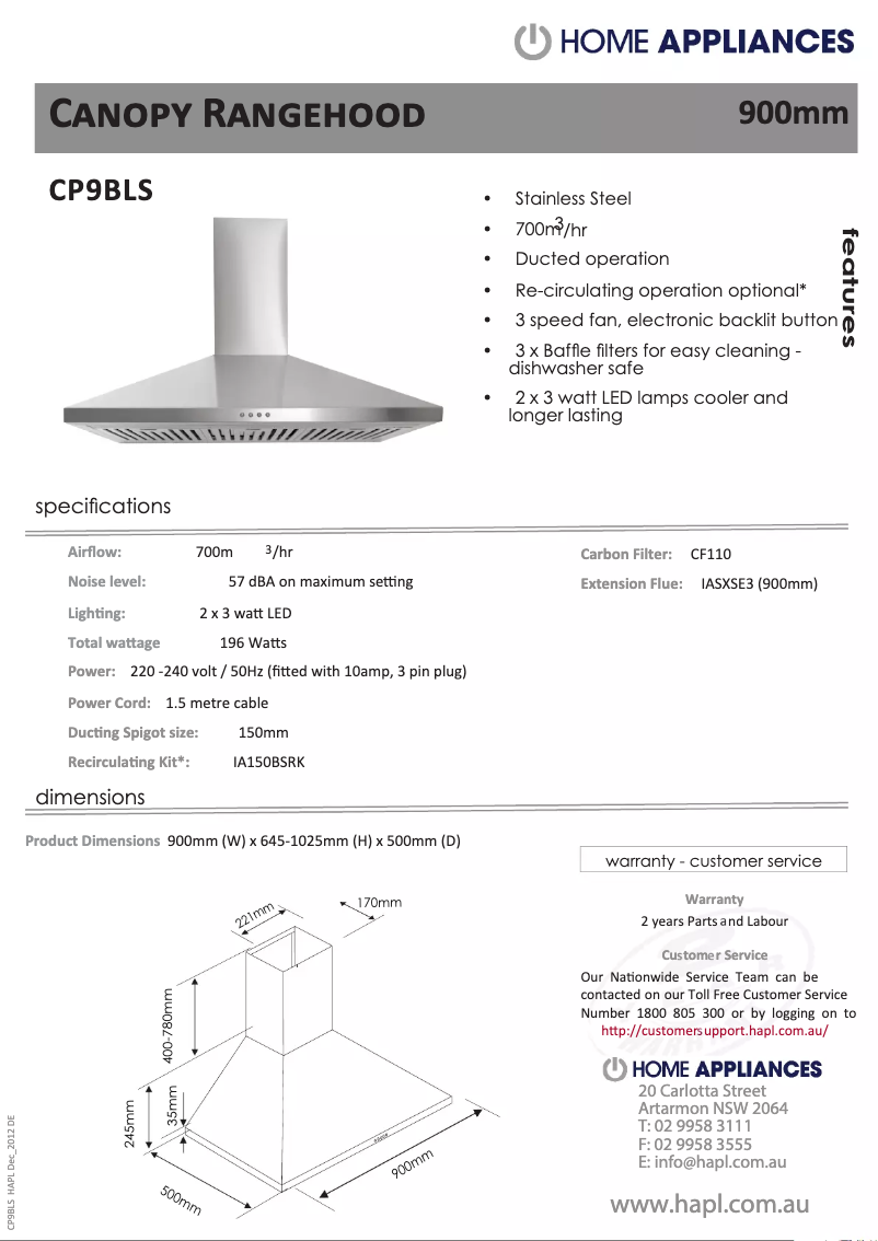 Page n°1 - Manuel utilisateur Euromaid CP9BLS
