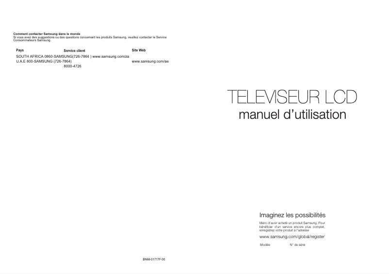 Page n°1 - Manuel utilisateur Samsung LA52A750R1R