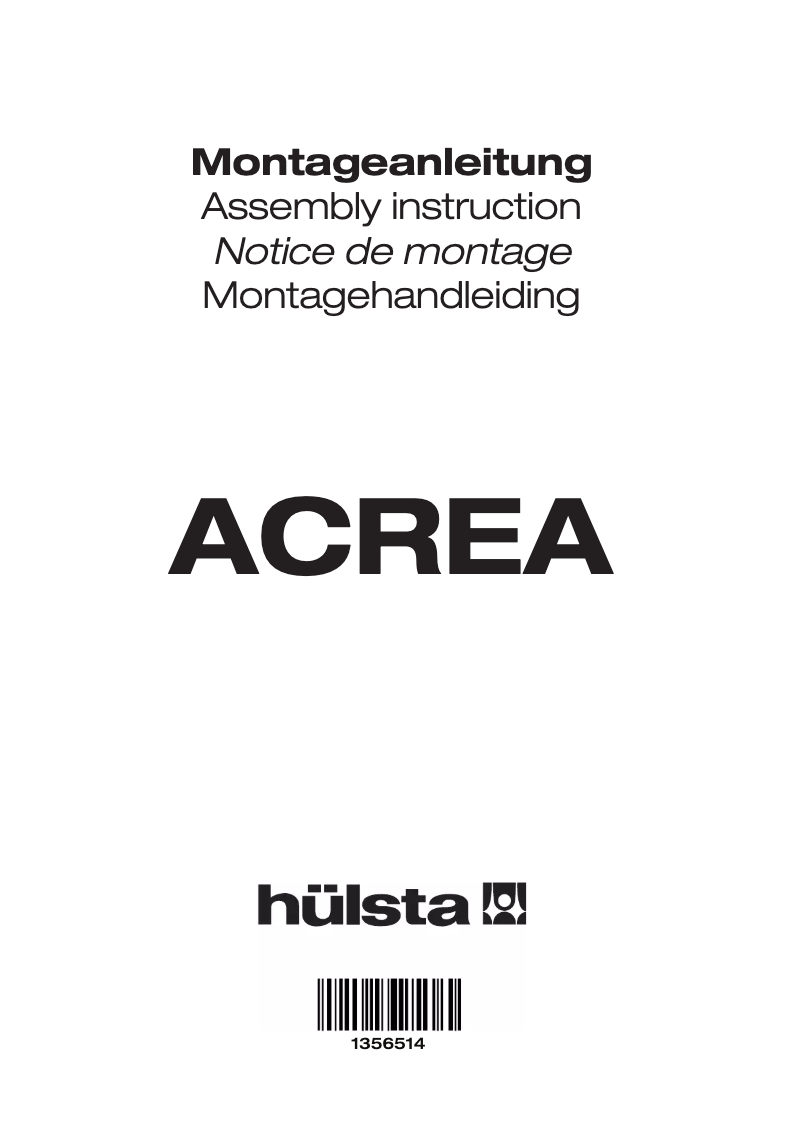 Page n°1 - Manuel utilisateur Hülsta ACREA