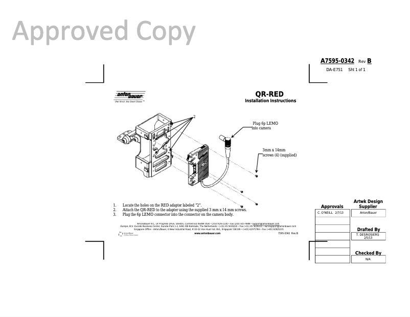 Page 1 de la notice Manuel utilisateur Anton/Bauer QR-red