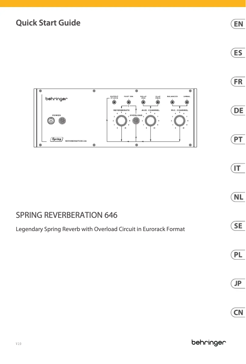 Page n°1 - Manuel utilisateur Behringer Spring Reverberation 646