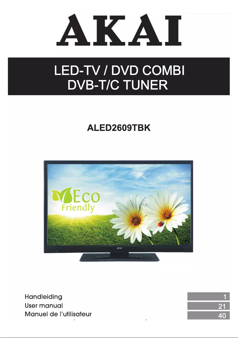 Page 1 de la notice Manuel utilisateur AKAI ALED2609TBK