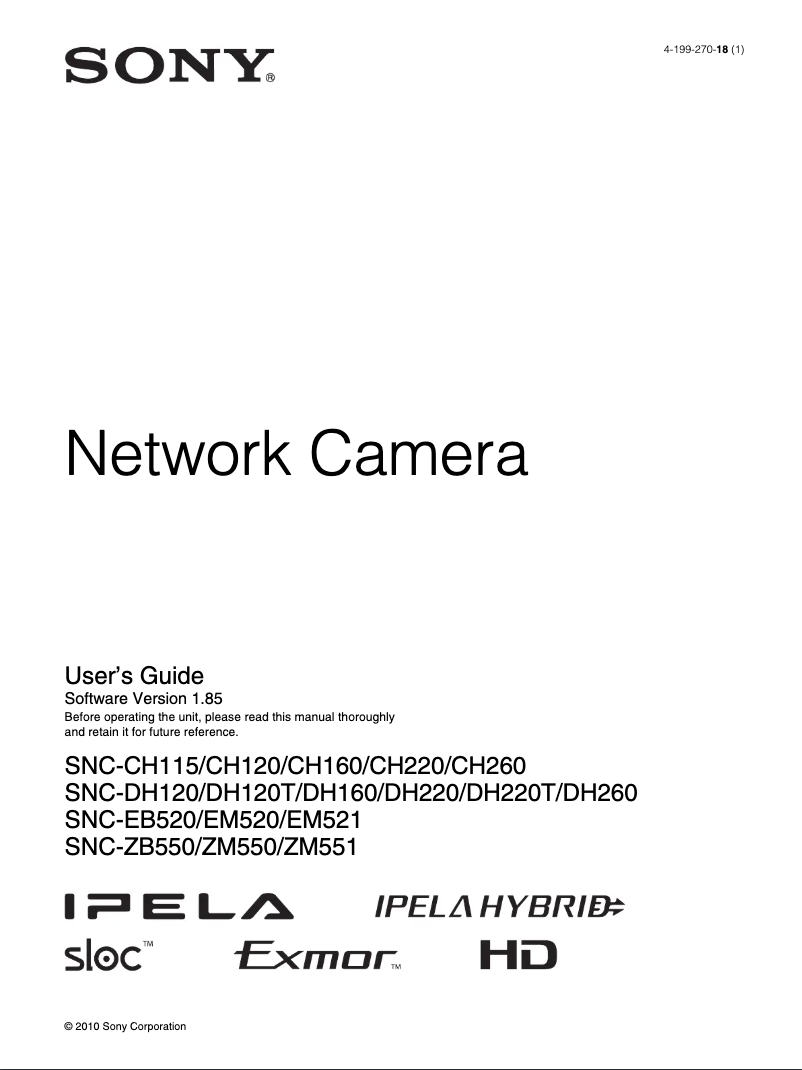 Page n°1 - Manuel utilisateur Sony SNCDH120T