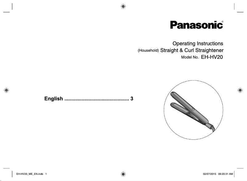 Page 1 de la notice Manuel utilisateur Panasonic EH-HV20