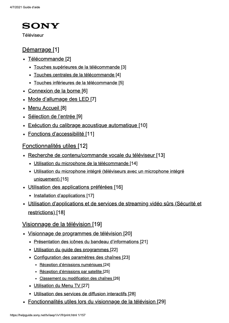 Page 1 de la notice Manuel utilisateur Sony KD-50X85J