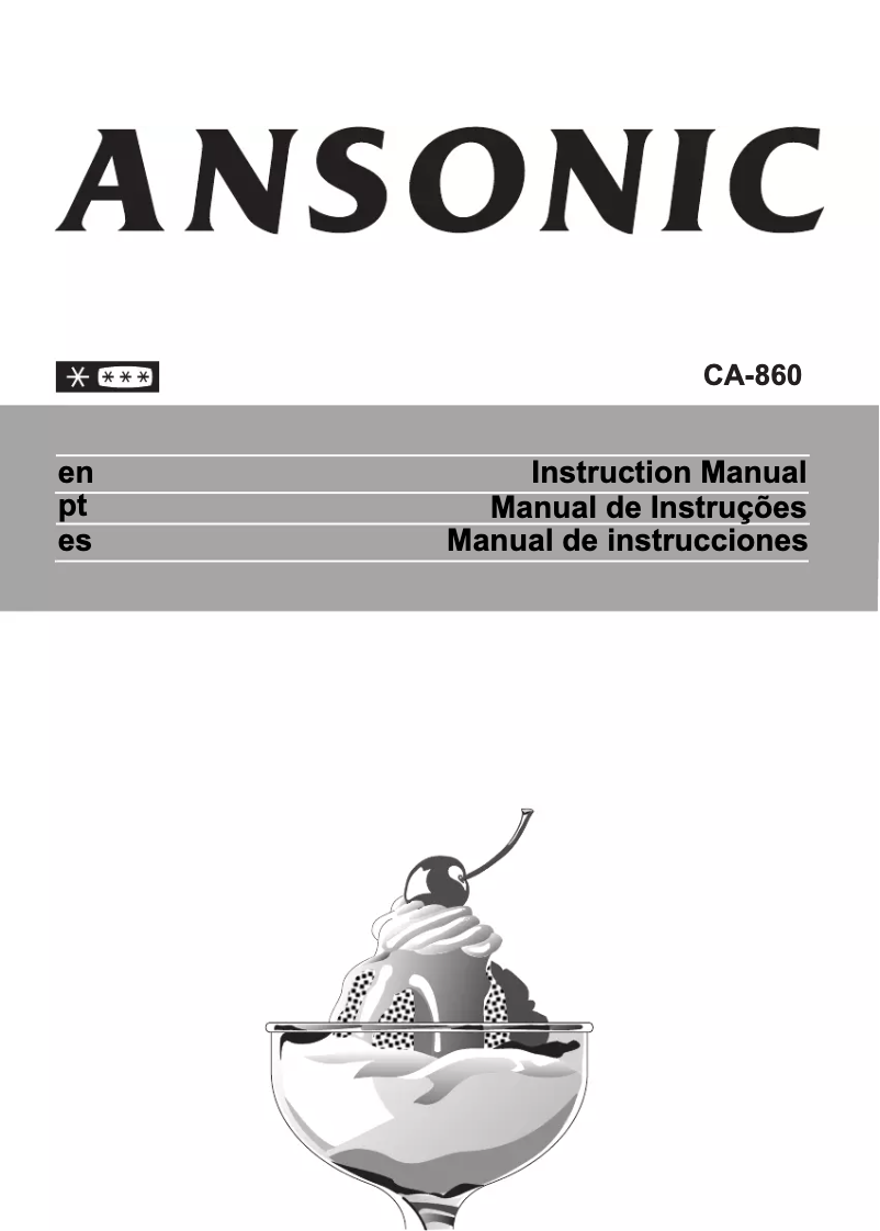 Page n°1 - Manuel utilisateur Ansonic CA 860