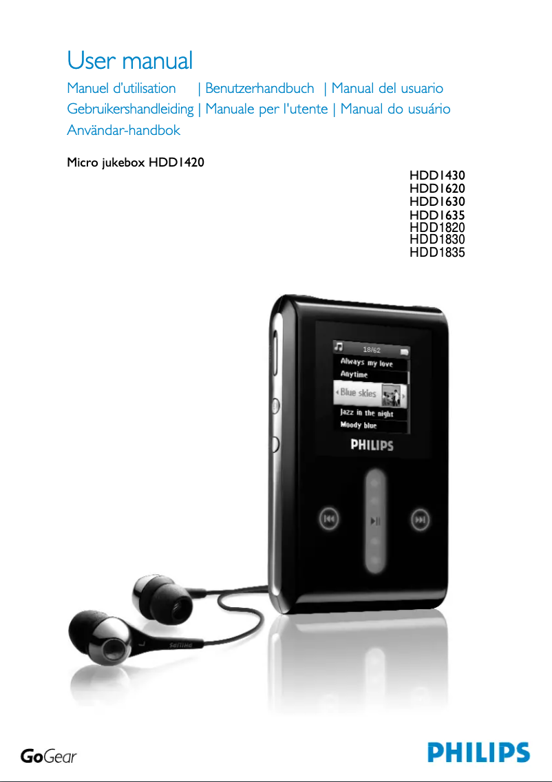Image de la première page du manuel de l'appareil GoGear HDD1630
