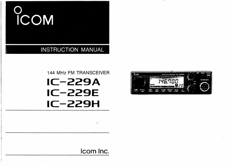 Page n°1 - Manuel utilisateur ICOM IC-229A