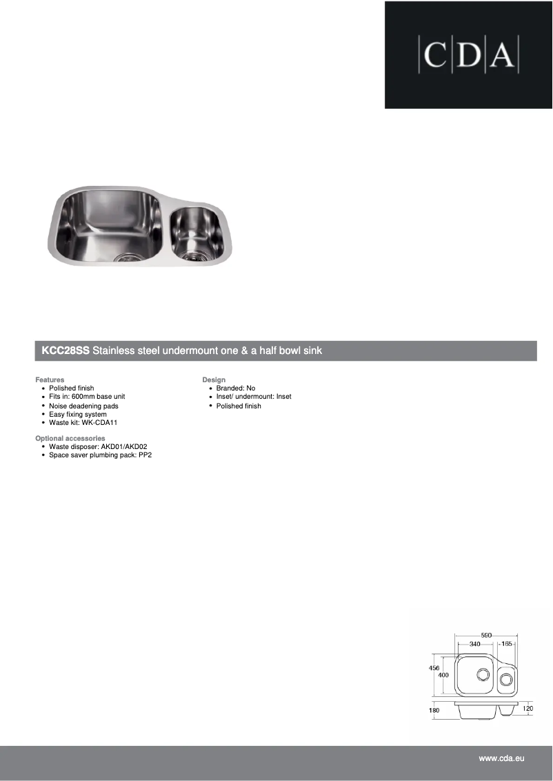 Page n°1 - Fiche technique CDA KCC28SS