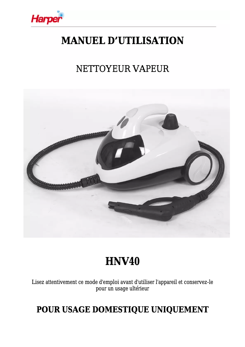 Page 1 de la notice Manuel utilisateur Harper HNV40