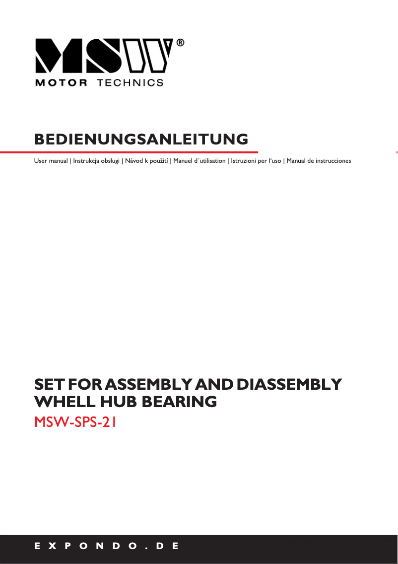 Page n°1 - Manuel utilisateur MSW MSW-SPS-21