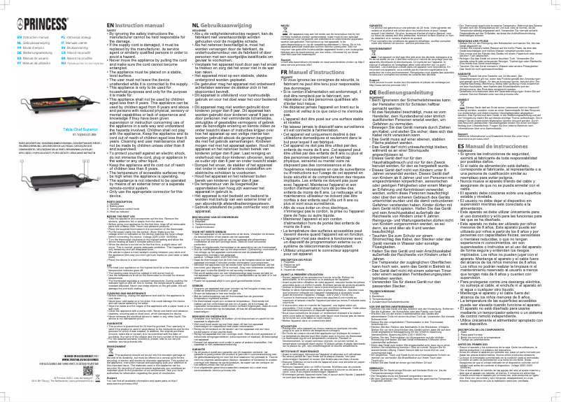 Página 1 del manual Manual de usuario Princess Table Chef Superior