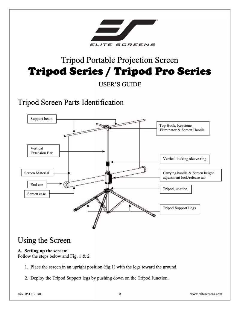 Image de la première page du manuel de l'appareil Tripod T136UWS1