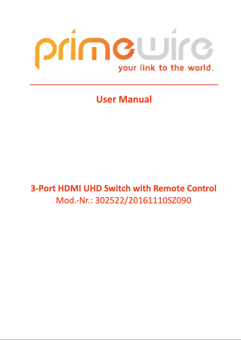 Page 1 de la notice Manuel utilisateur Primewire 302522