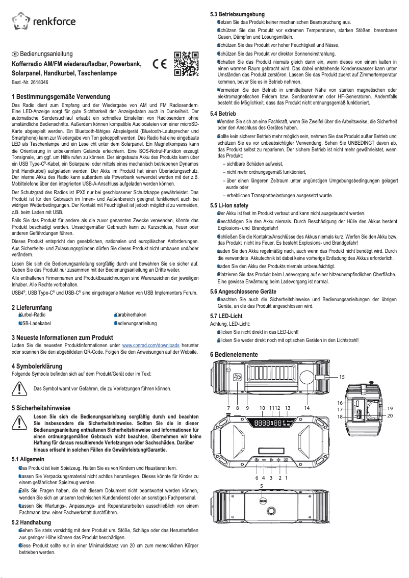 Page n°1 - Manuel utilisateur Renkforce RF-CR-300