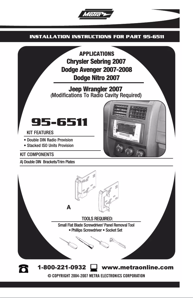 Page n°1 - Guide d'installation Metra 95-6511
