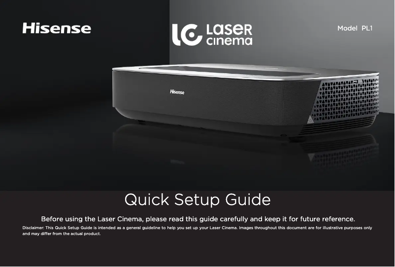 Page 1 de la notice Guide de démarrage rapide Hisense PL1