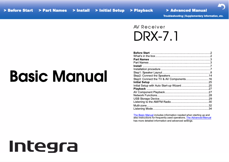 Image de la première page du manuel de l'appareil DRX-7.1