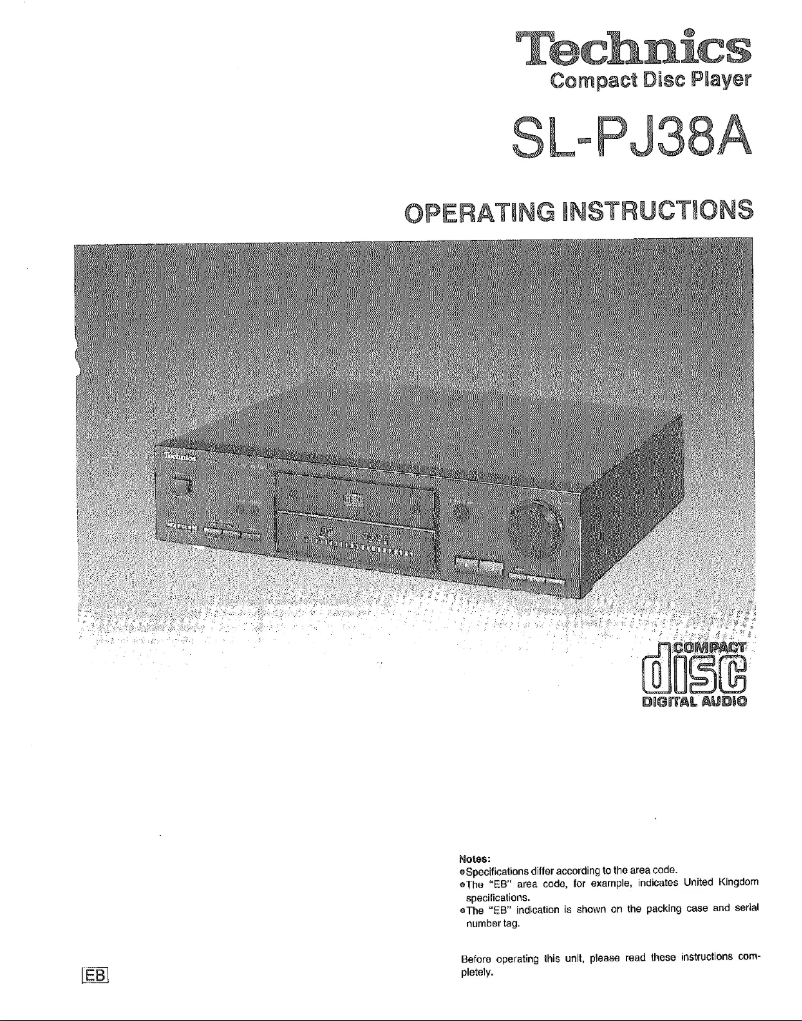 Image de la première page du manuel de l'appareil SL-PJ38