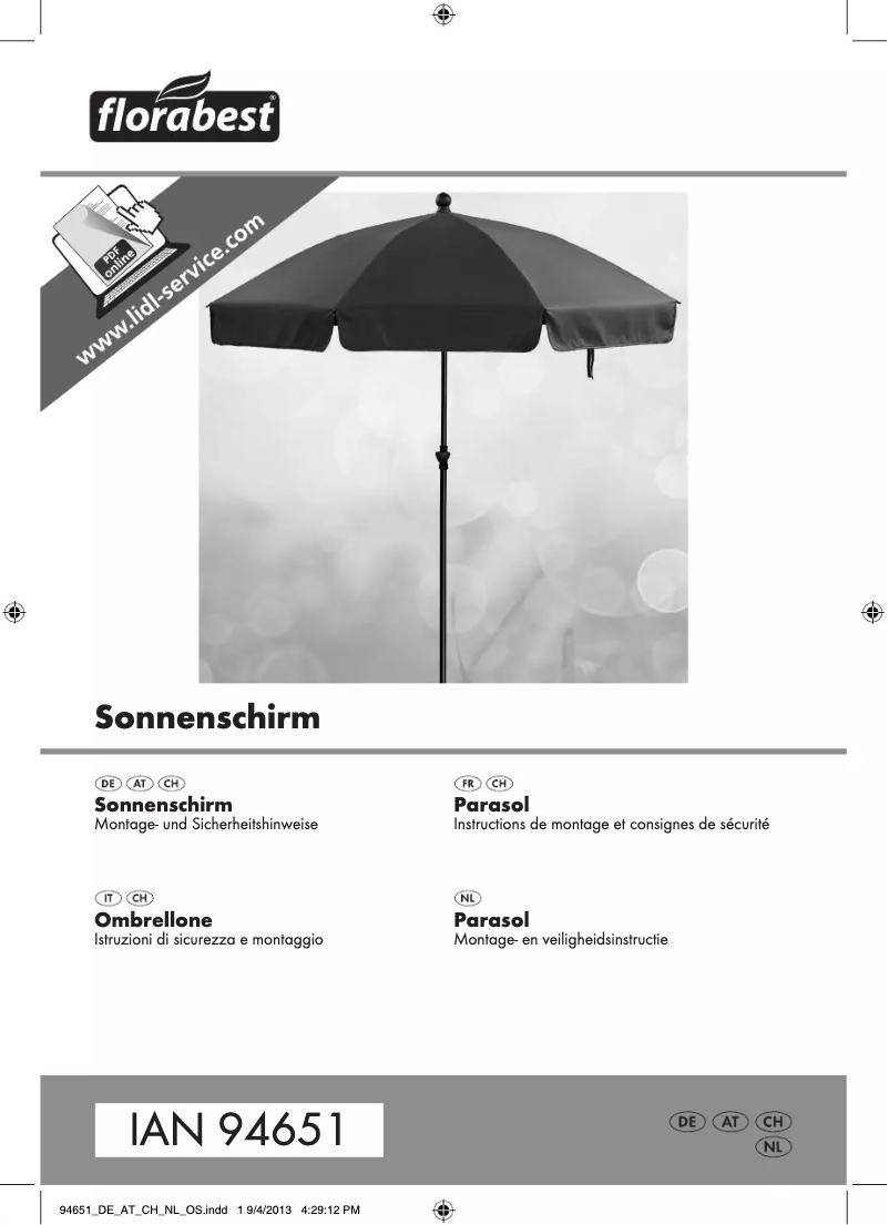 Page 1 de la notice Manuel utilisateur Florabest IAN 94651