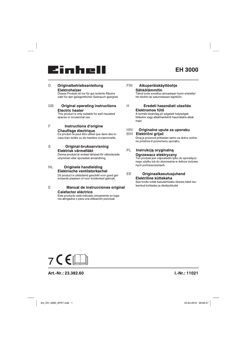 Página 1 del manual Manual de usuario Einhell EH 3000