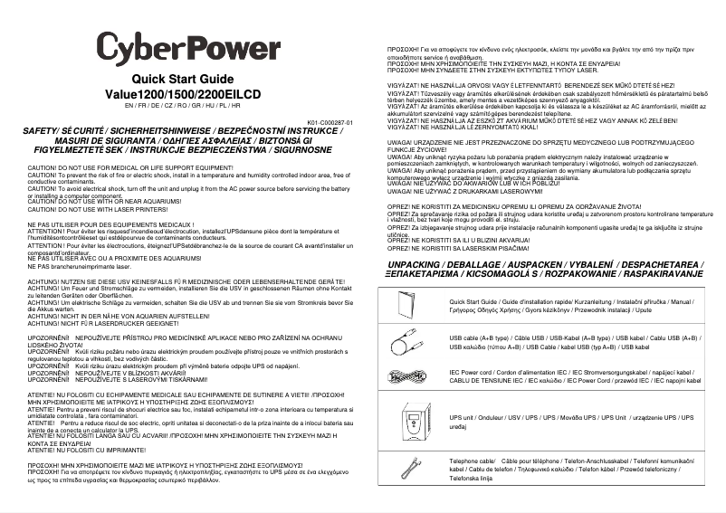 Page n°1 - Manuel utilisateur CyberPower Value2200EILCD