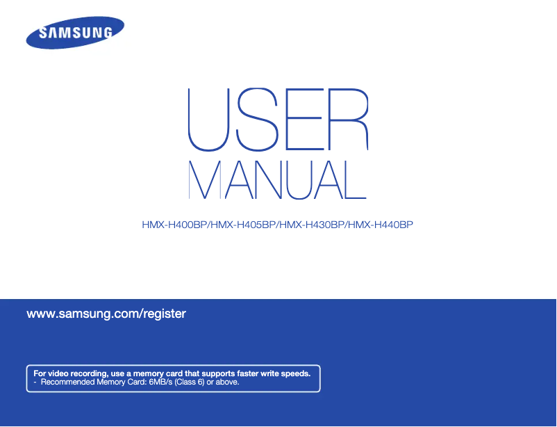 Page n°1 - Manuel utilisateur Samsung HMX-H430BP