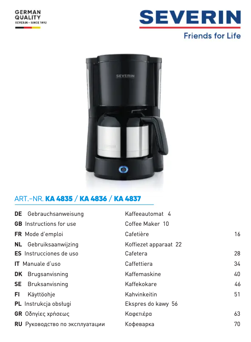 Image de la première page du manuel de l'appareil KA 4837