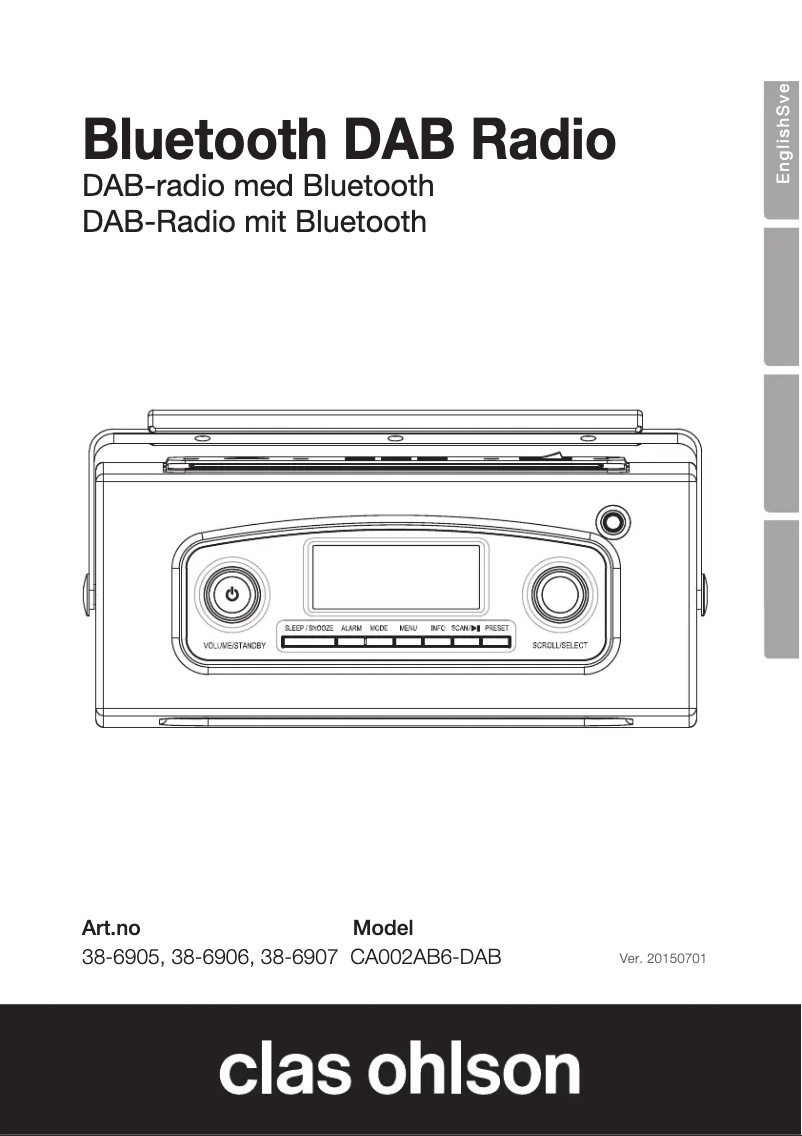 Page 1 de la notice Manuel utilisateur Clas Ohlson CA002AB6-DA
