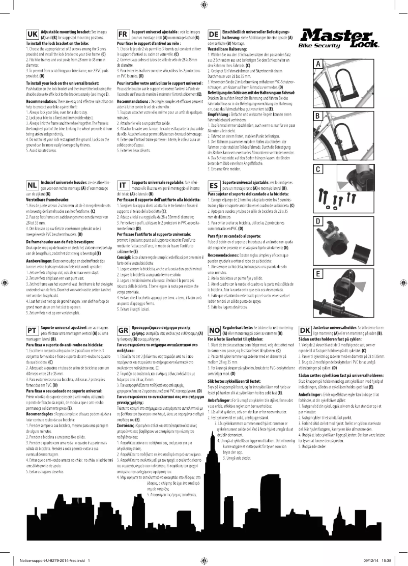 Page n°1 - Manuel utilisateur Master Lock 8278
