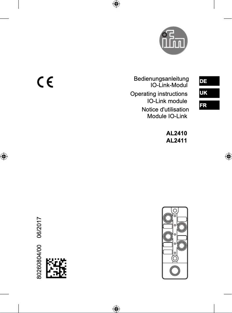 Page n°1 - Manuel utilisateur IFM AL2411