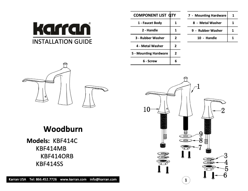 Page n°1 - Manuel utilisateur Karran Woodburn KBF414C
