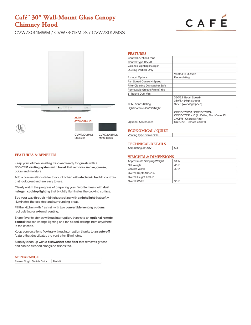 Image de la première page du manuel de l'appareil CVW73012MSS