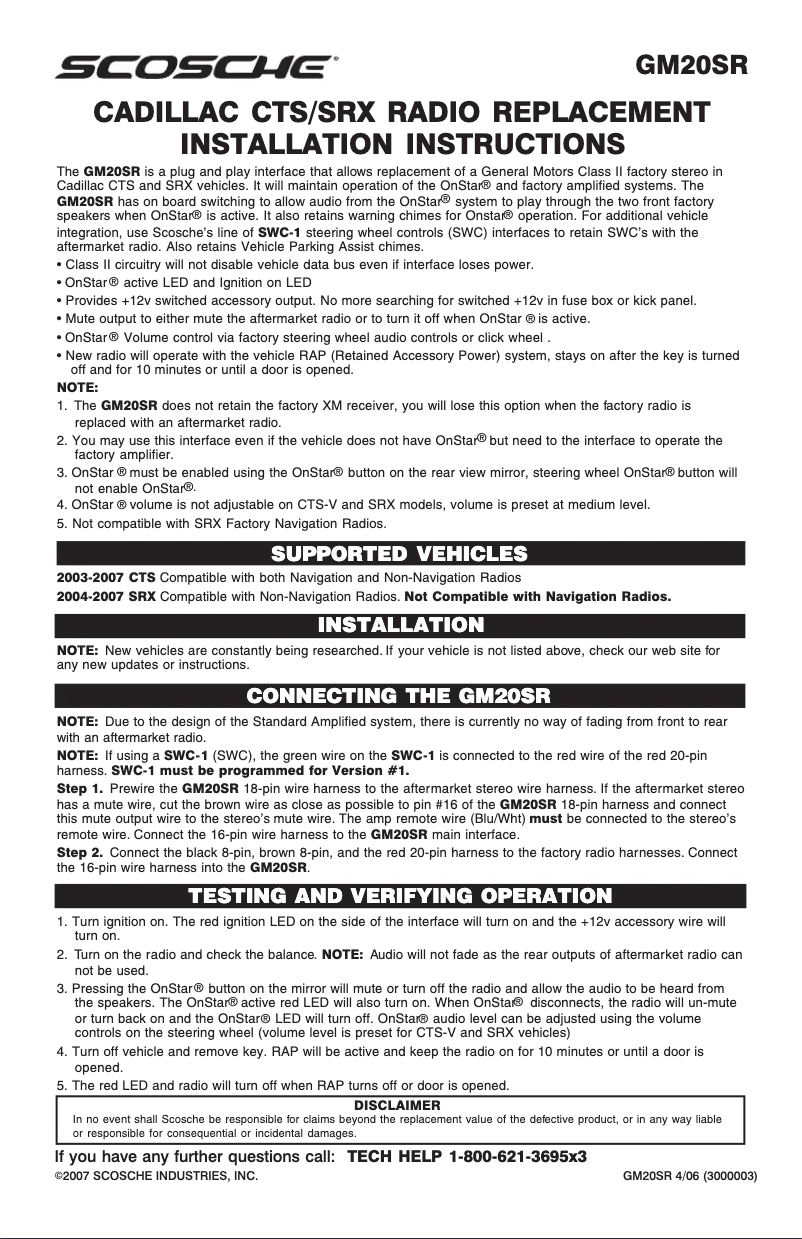 Page n°1 - Manuel utilisateur Scosche GM20SRB