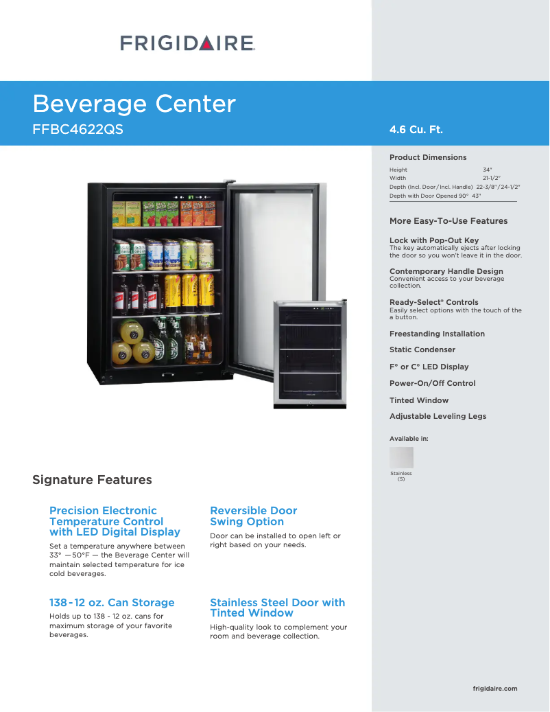 Page n°1 - Fiche technique Frigidaire FFBC4622QS
