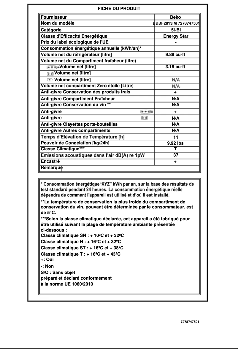 Image de la première page du manuel de l'appareil BBBF2813IM
