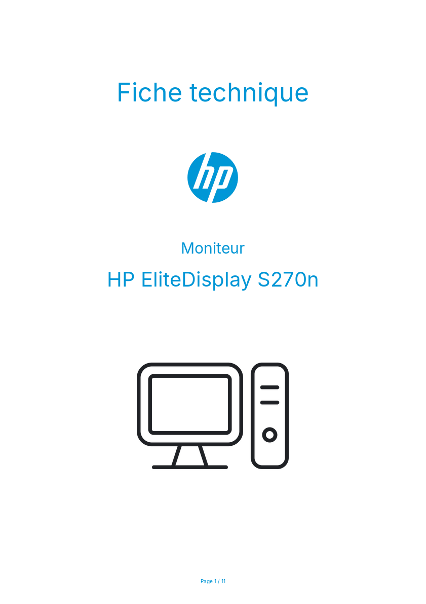 Page n°1 - Fiche technique HP EliteDisplay S270n